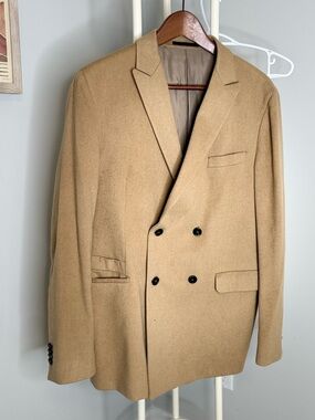 Z Zegna Camel/Taupe Wool-Blend Coat
